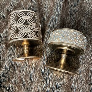 Bath & Body Works Gold Metal Candle Holders with Crystal Band